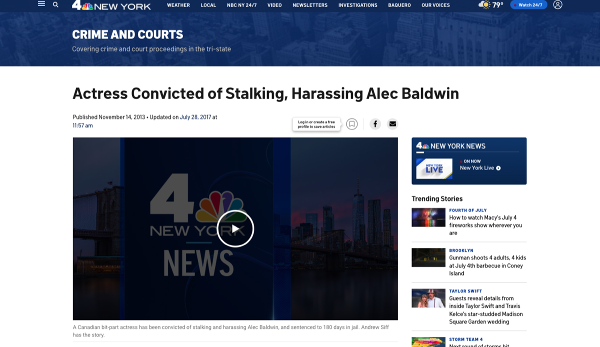 NBC 4 New York - Alec Baldwin stalking trial coverage